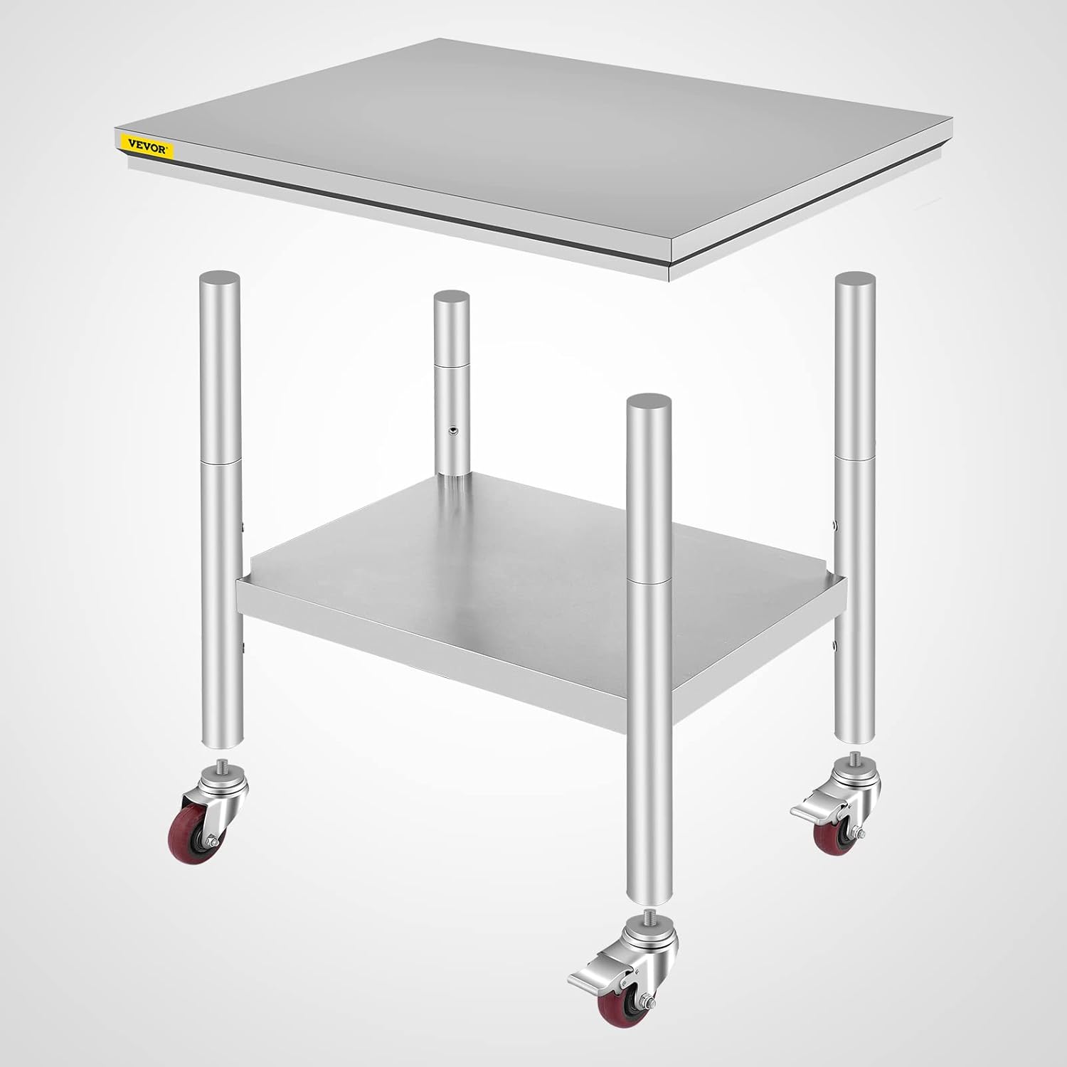 Mophorn Stainless Steel Work Table with Wheels 24 x 30 Prep Table with casters Heavy Duty Work Table for Commercial Kitchen Restaurant Business (24 x