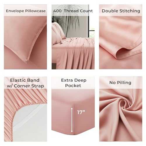 Luxury Bamboo Market | Queen Size Bed Sheet Set | 100% Viscose Made from Bamboo | Organically Grown | Ultra Soft | Cooling Sheets for Hot Sleepers |