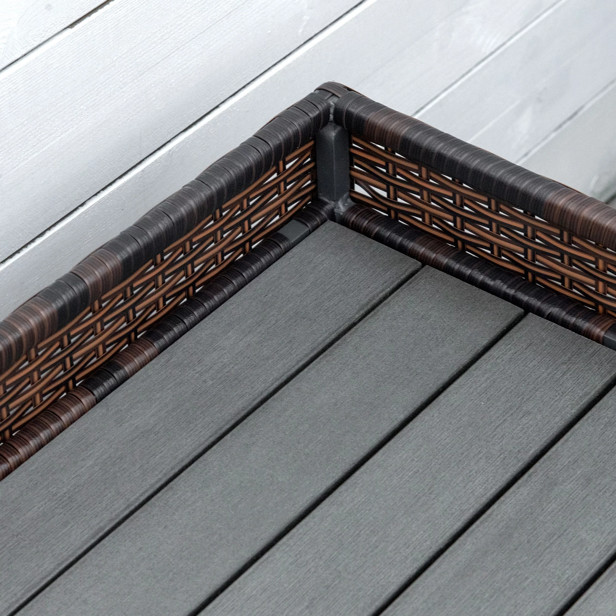 Outsunny Outdoor Wicker Storage Bench Deck Box