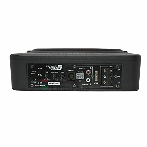 Cerwin Vega VPAS10V2 10" 550W Max / 200W RMS Low Profile Active Powered Subwoofer with Built in Amplifier Module for Working with All Vehicles