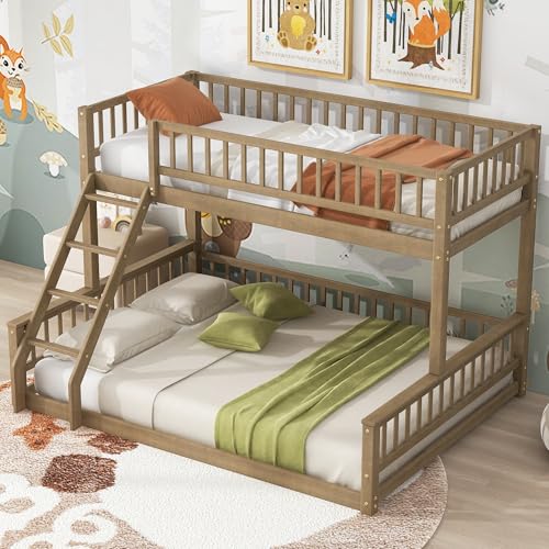 Ball & Cast Twin-Over-Twin Bunk Bed with Twin-Size Trundle and 3 Storage Stairs,Wood Bunkbed w/Full-Length Guardrails,Slat Support