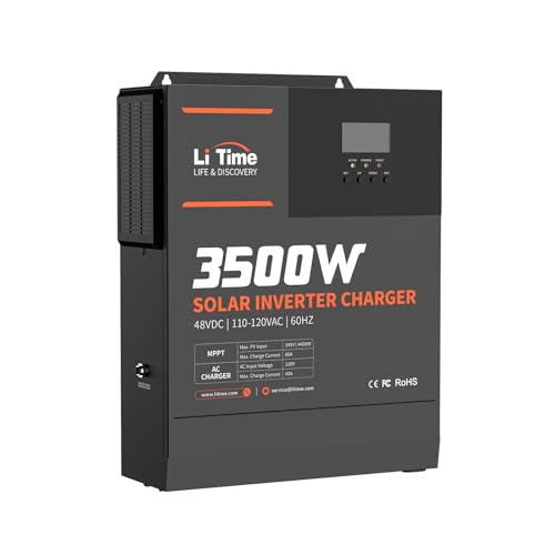 LiTime 3500W Pure Sine Wave Solar Inverter Charger, 48V DC to 120V AC All-in-One Solar Inverter, Built in 80A MPPT Charge Controller