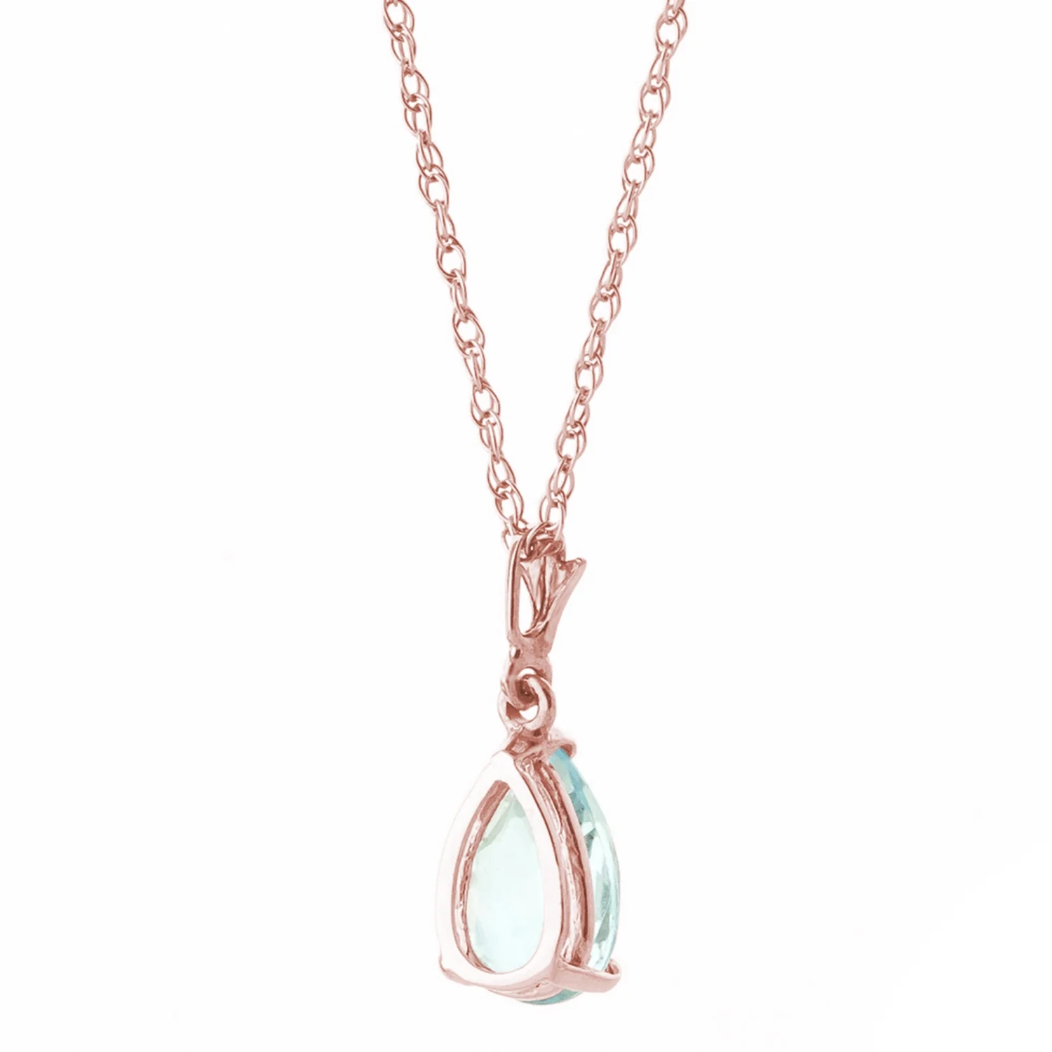 Galaxy Gold 14k 22" Rose Gold Pear-shaped Aquamarine Drop Pendant Necklace