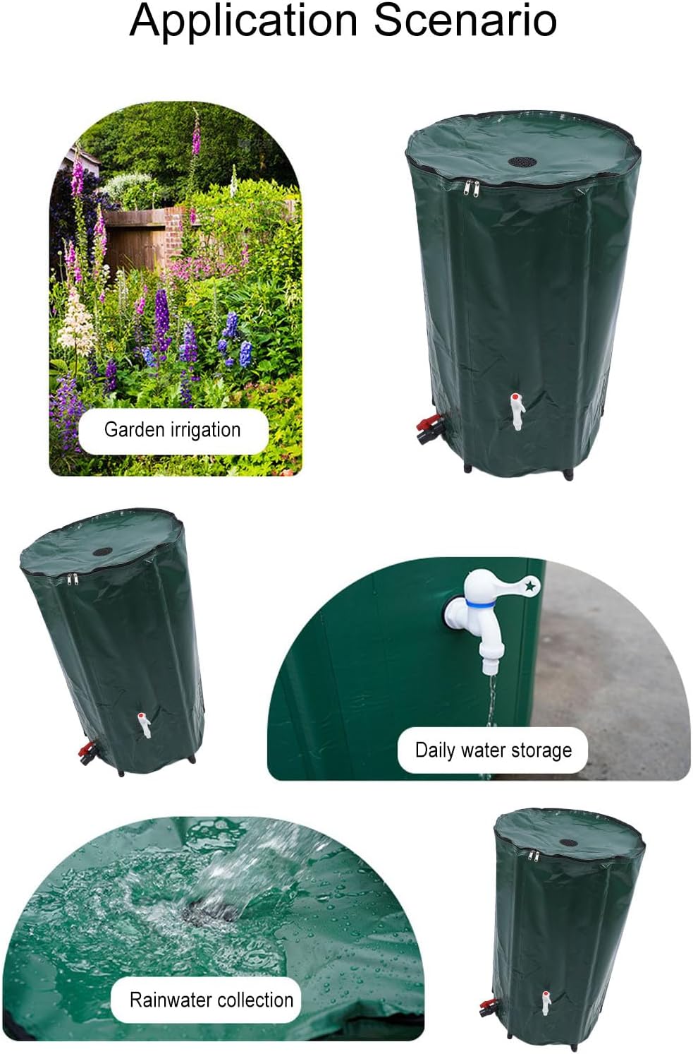 1000L Rain Barrel Rain Water Collection,Collapsible Water Barrel Portable Rain Catcher Barrel