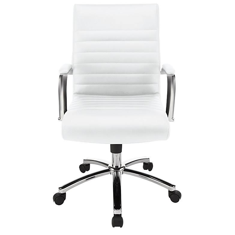 Realspace Modern Comfort Winsley Leather Mid-Back Chair, White
