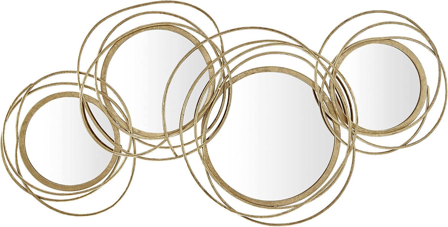 FirsTime & Co. Gold Gabrielle Swirl Mirror, Round, Wall Mounted Mirror for Bathroom, Bedroom, Entryway, Metal Frame, 41 x 2.75 x 19.5 inches