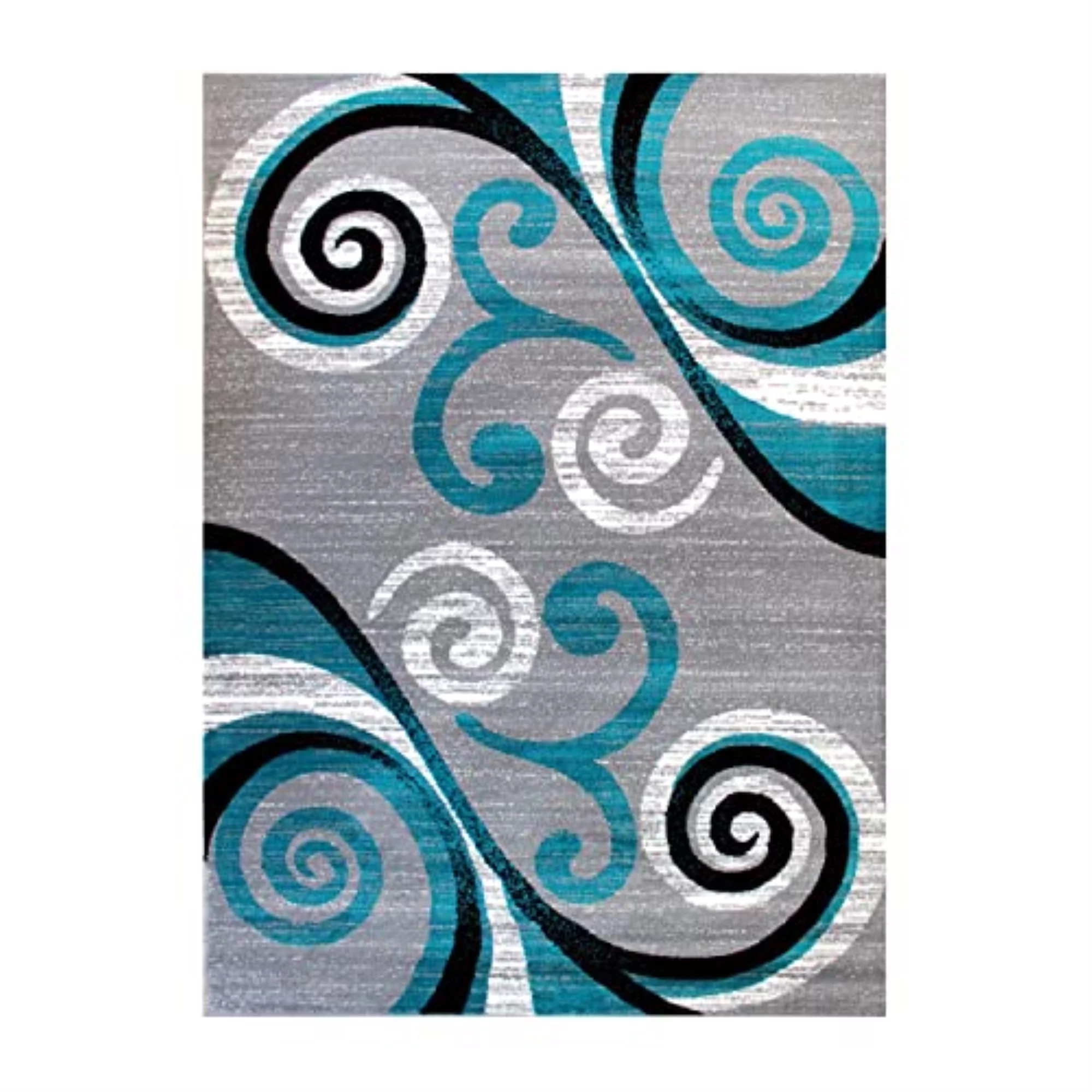 Flash Furniture Valli Rectangular Contemporary Black, White, Grey, Turquoise Area Rug, 6' x 9'