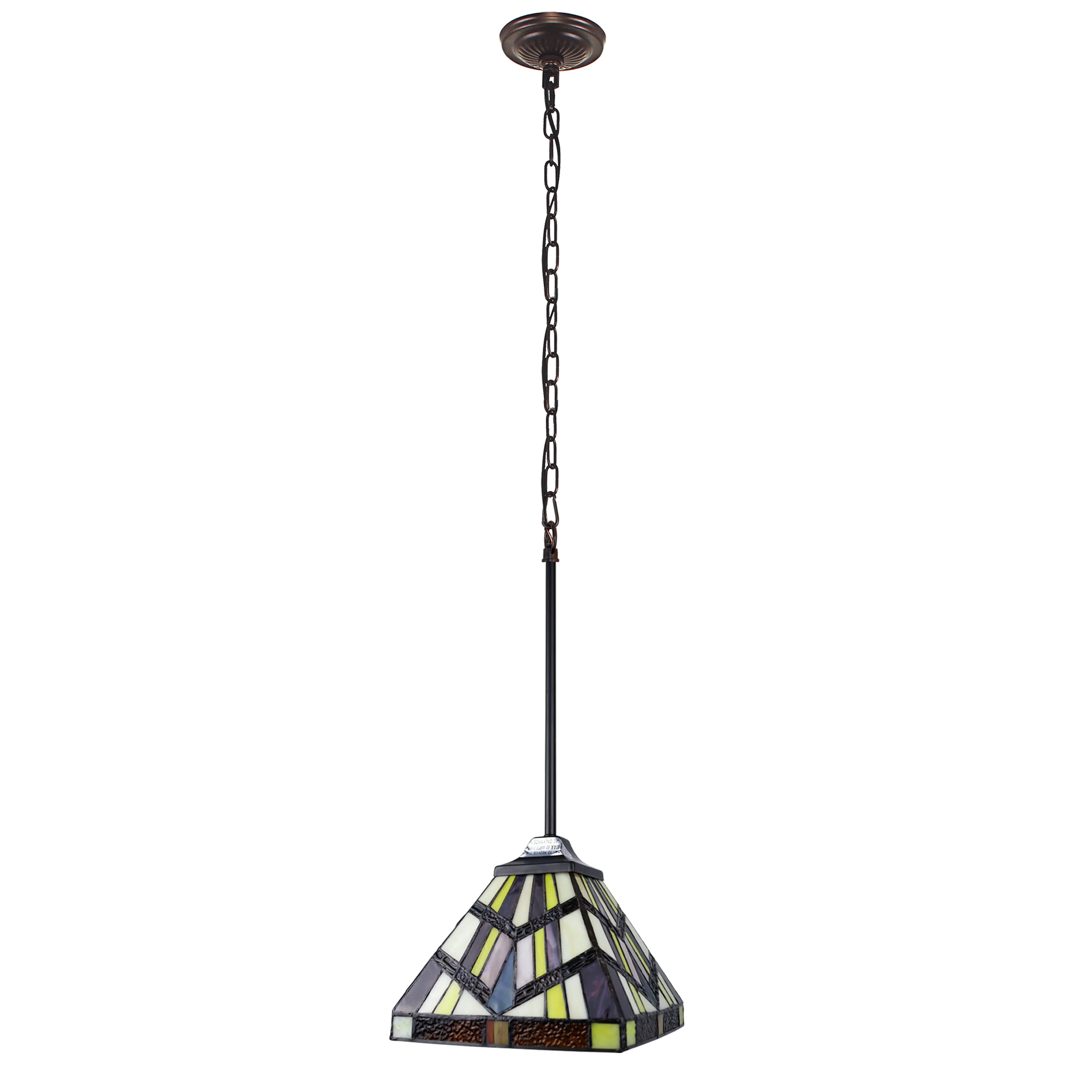 Radiance Goods Mission Tiffany-Style Blackish Bronze 1 Light Mini-Pendant 8" Wide