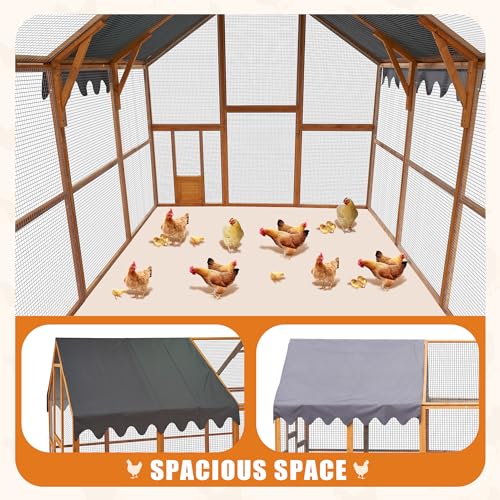 109.6'' Large Wood Chicken Coop Enclosures,Walk-in Poultry Cage