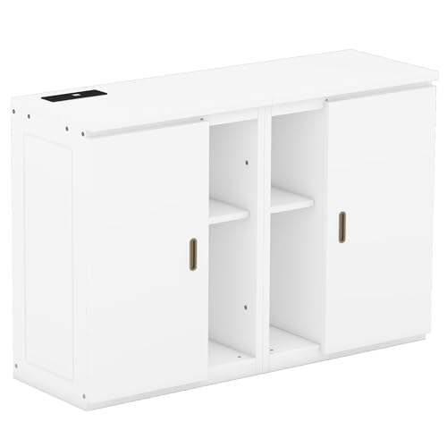 Full Murphy Bed Space-Saving Wall Bed with Storage Shelves and Drawers for Guest Room or Home, Easy to Fold into a Cabinet