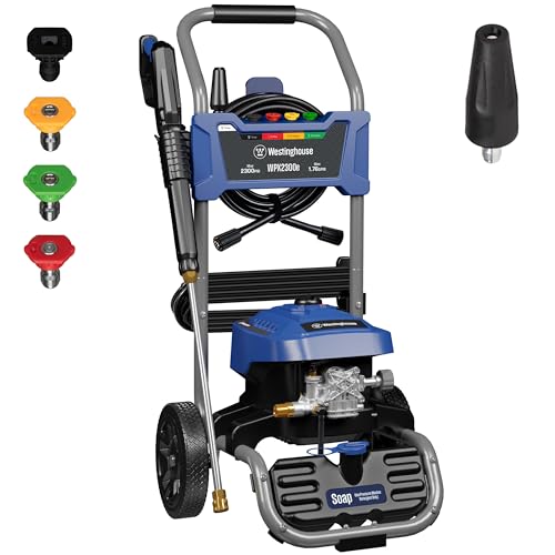 Westinghouse WPX3000e Electric Pressure Washer, 3000 Max PSI and 1.76 Max GPM, Induction Motor, Onboard Soap Tank, Spray Gun and Wand, 5 Nozzle Set
