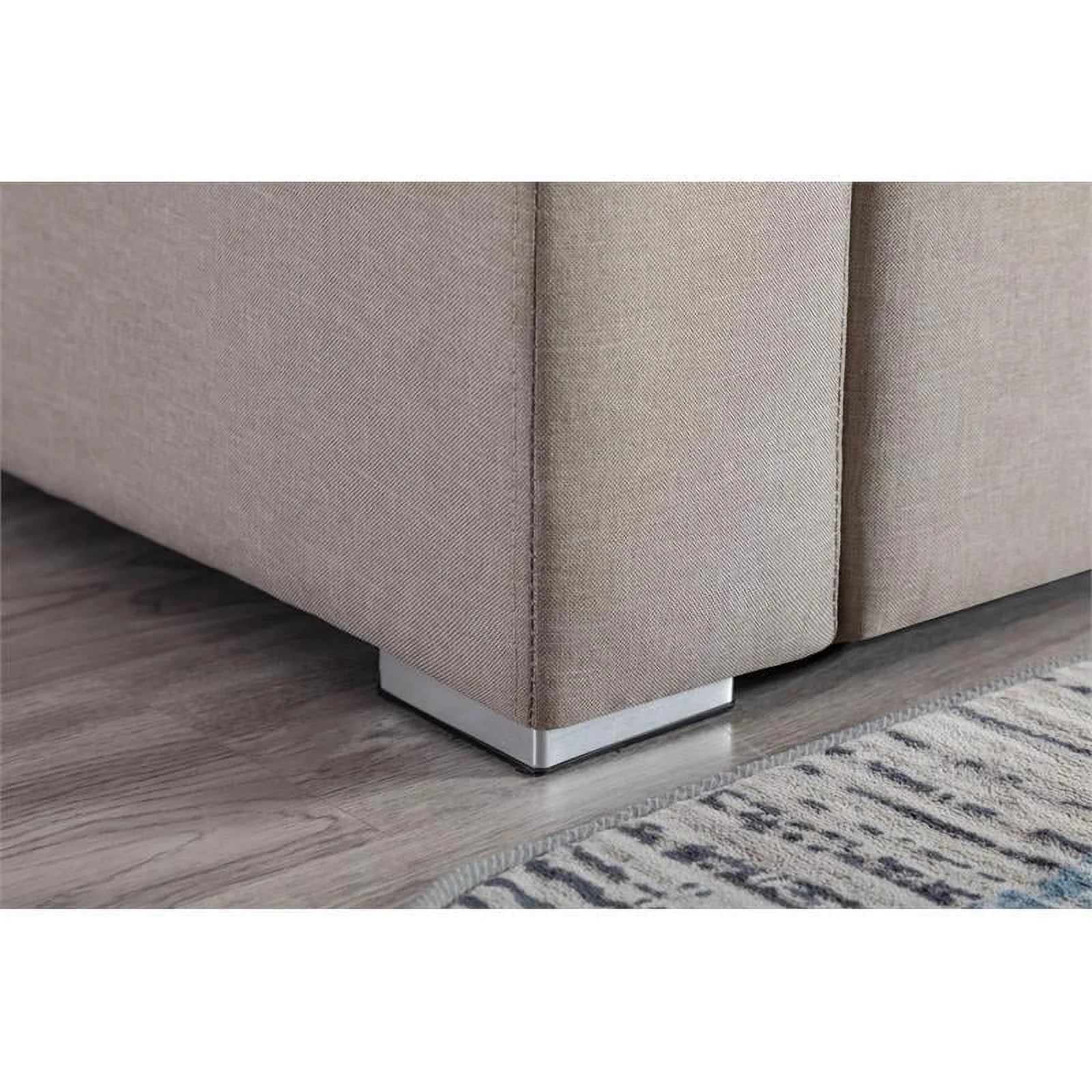 Nolan Beige Linen Fabric Reversible Sectional Sofa Chaise Interchangeable Legs