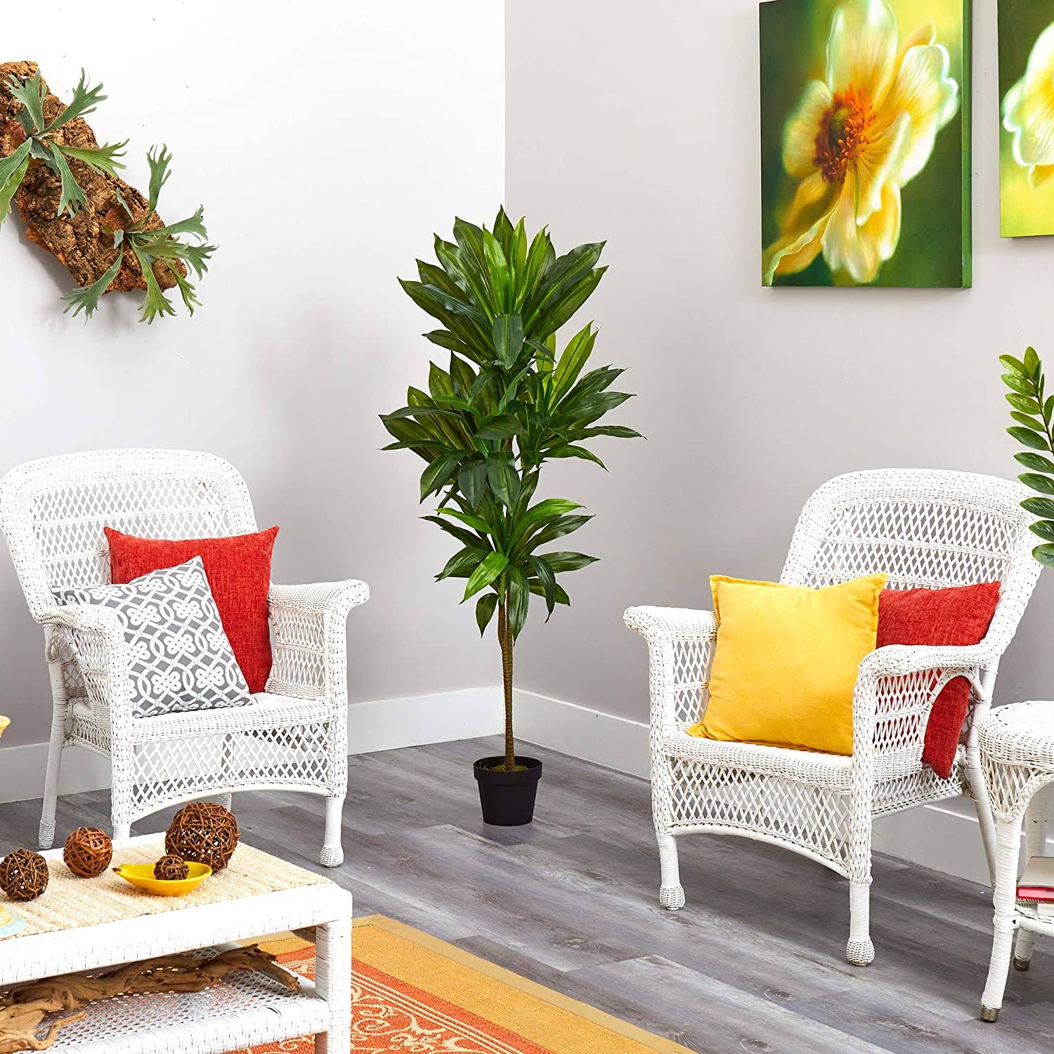 Nearly Natural 48x22 Dracaena Silk Plant (Real Touch)