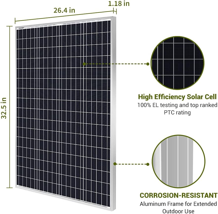 HQST 400 Watt 12 Volt Monocrystalline Solar Panel Kit with 30A PWM Charge Controller, Z Bracket