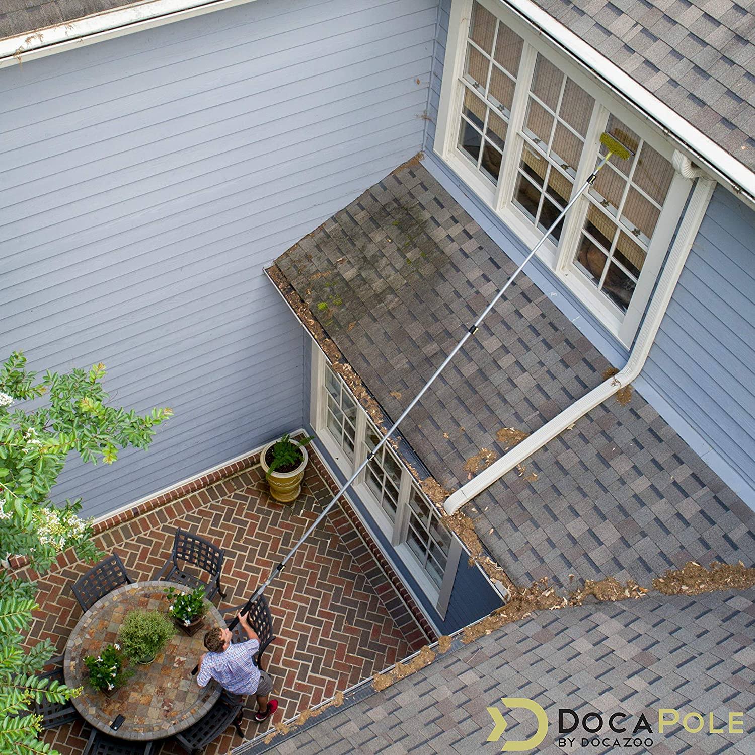 DocaPole 7-30 Foot Extension Pole + Single Rotation Squeegee u0026 Window Washer Combo