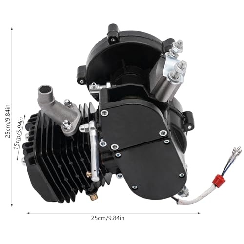 80CC 2-Stroke Petrol Gas Motor Engine Bike Single Cylinder Air-cooled Engine CDI for Bicycle Motorized 1.85KW 1.65HP 5500RPM (Black)