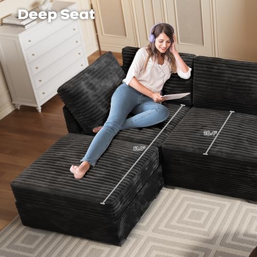 ovios 130.7" Modular Sectional Sofa Couch, U-Shaped Cloud Couches with 2 Ottomans Chaise