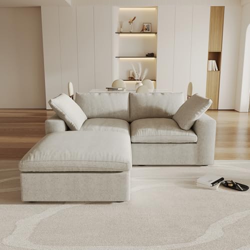 160.6" Cloud Couch Modular Sectional Sofa for Livingroom,Oversized Convertible Sofa with Storage Ottomans,6 Seat Wide Couches