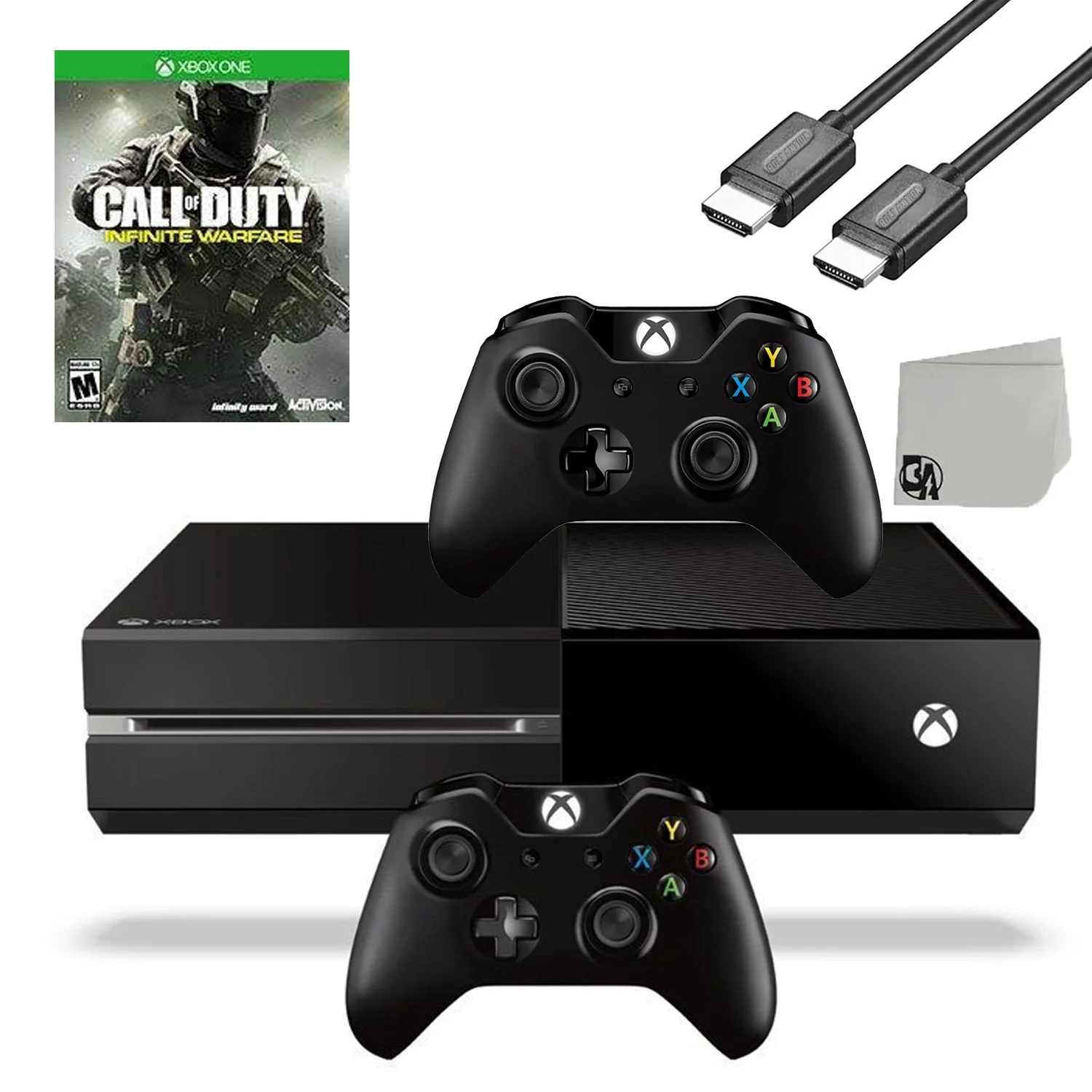 Microsoft Xbox One Original 500GB Gaming Console Black HDMI Cable 2 Controller Included With Call of Duty Infinite WarFare Game BOLT AXTION Bundle