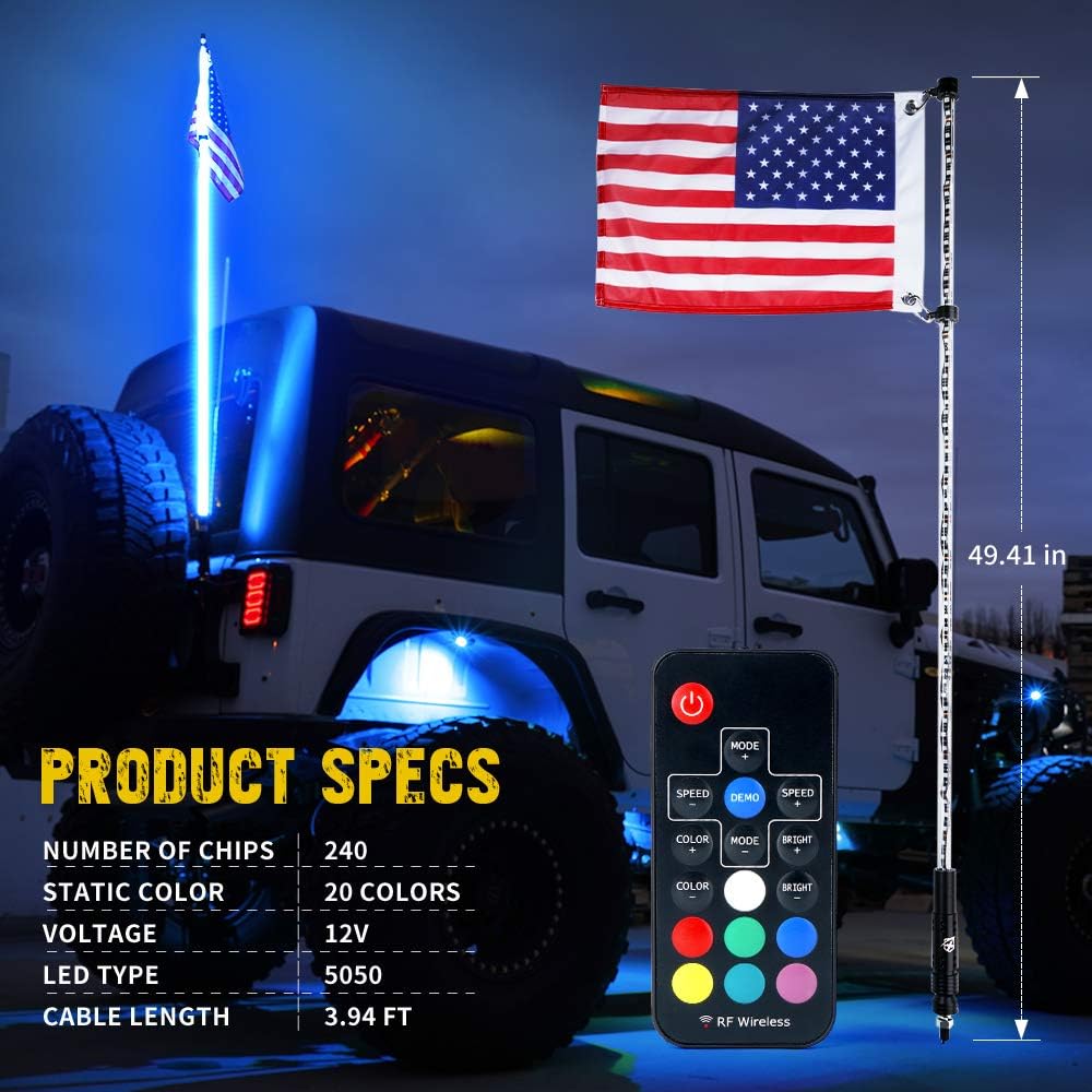 Xprite 4FT RGB Whip Lights