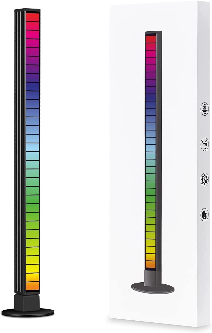 Music Level Indicator Aluminum Bar Voice Sound Control Audio Spectrum RGB Light LED Display Rhythm Pulse (1 Pack)