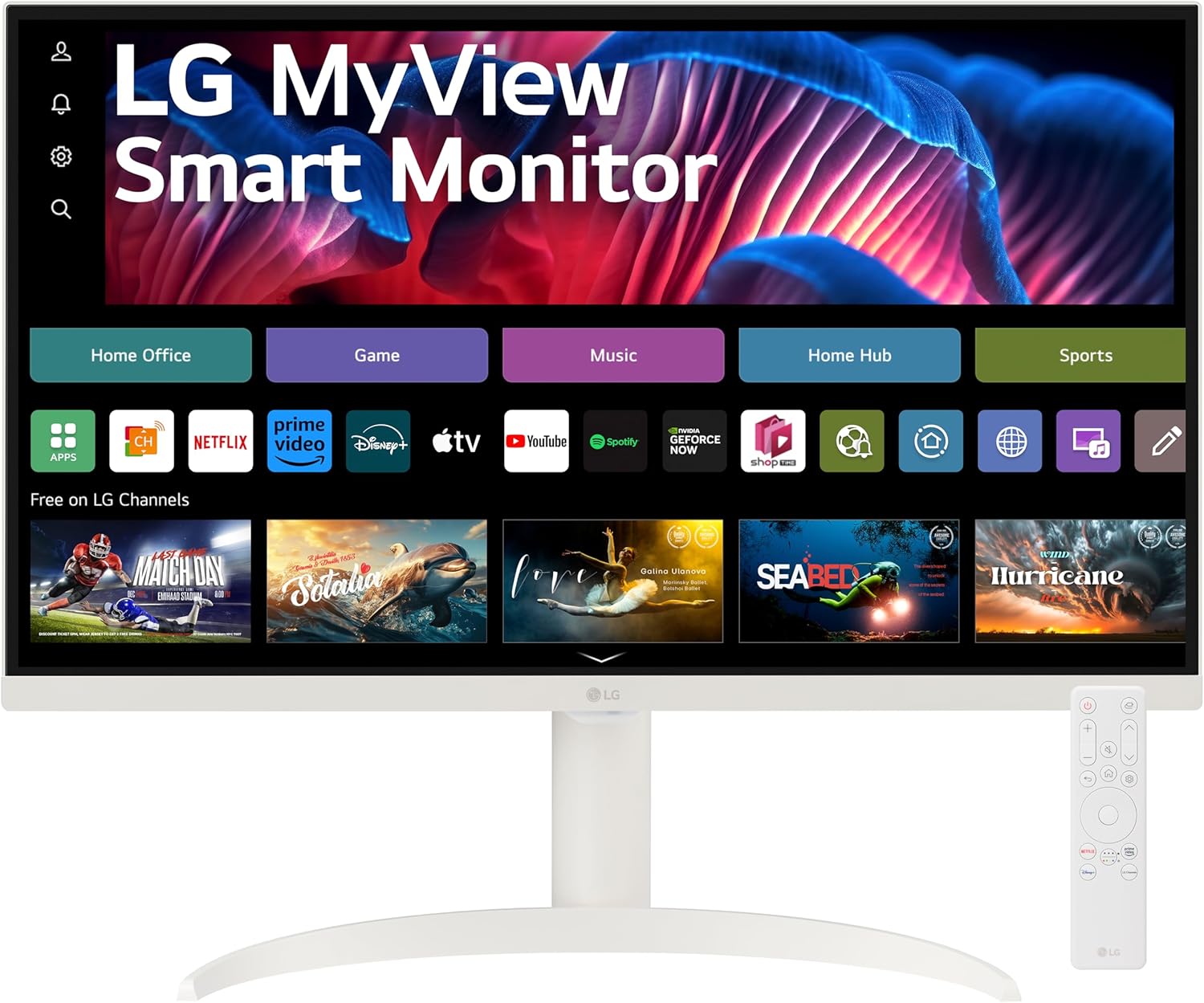 LG 27SR75U-W MyView 27 inch 4K UHD (3840x2160) IPS HDR10 USB Type-C 65W PD Smart Monitor webOS 23 AirPlay Screen Share Bluetooth ThinQ App Built-in