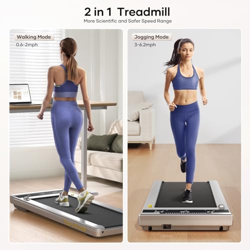 Walking Pad Treadmill, 2.25HP Under Desk Treadmill with App & Remote Control, LED Touch Screen, Lubricating Hole