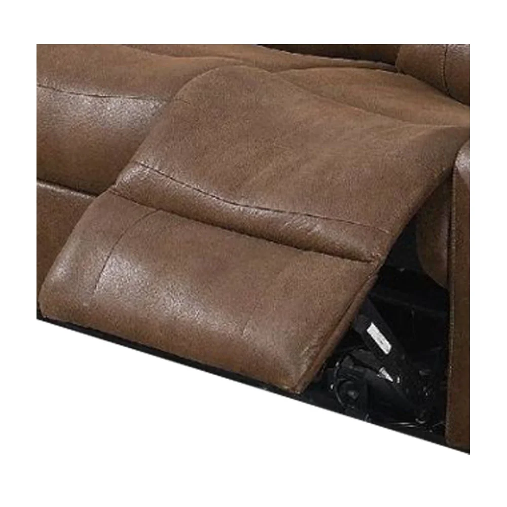 Joanna Brown Breathable Leathrette and Metal Reclining Mechanism with Pine Frame Manual Motion Sofa