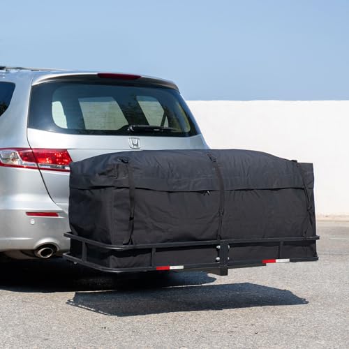 Folding Hitch Cargo Carrier, 60"x24"x6" Heavy-Duty Basket Rack, 500lbs Capacity, Fits 2" Receiver, for SUV, Trailer, Pickup
