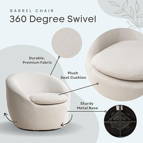 360 Swivel Accent Barrel Chair with Storage Ottoman & Headrest