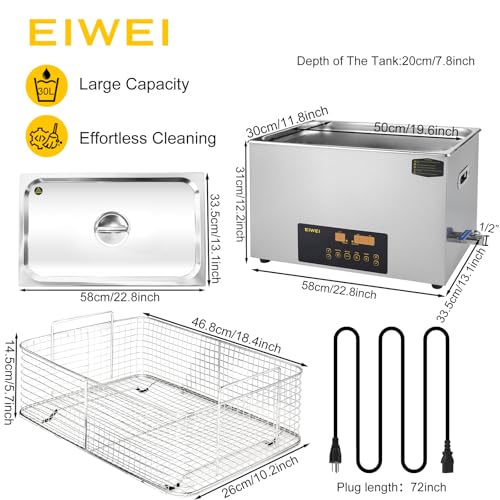 3L Ultrasonic Cleaner Dual-Frequency Professional Digital Stainless Steel Cleaning Machine with Heater Timer for Carburetor, Parts, Circuit Board