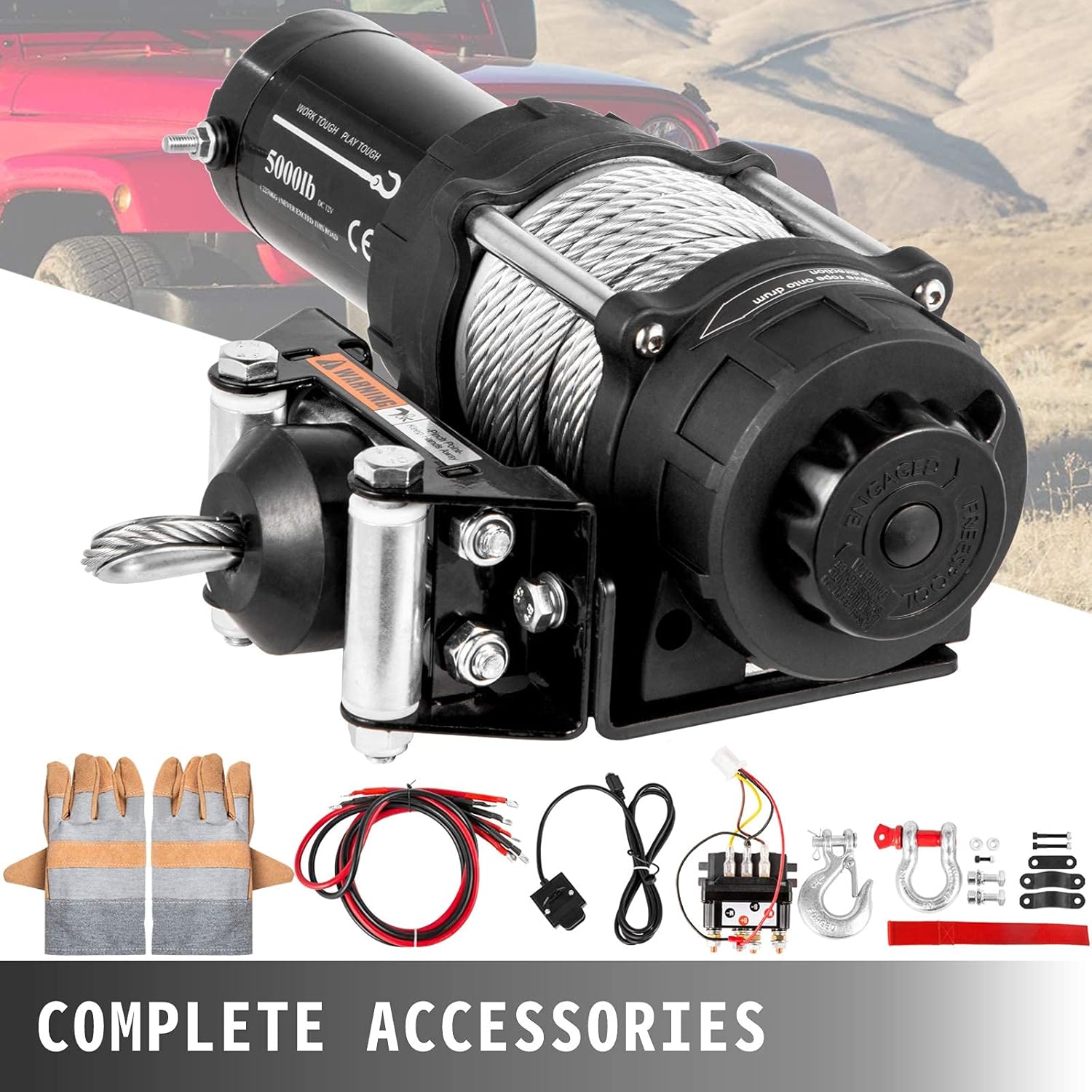 VEVOR Truck Winch 5000lbs Electric Winch Cable Steel 12V Power Winch Jeep Winch with Wireless Remote Control and Powerful Motor for UTV ATV & Jeep