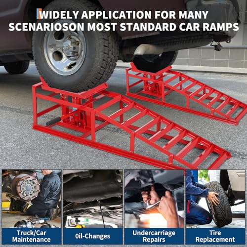 2PCS Hydraulic Car and Truck Service Ramps,11023 Lbs (5 Tons) Capacity, Portable Lifts Ramps for Oil Changes, Adjustable Lift Height 9.8" to 16.21"