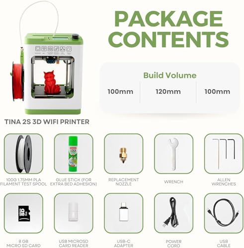Fully Assembled Mini 3D Printer for Kids and Beginners - Complete Starter Kit with Auto Leveling 3D Printing Machine, 10M PLA Filament, and SD Card