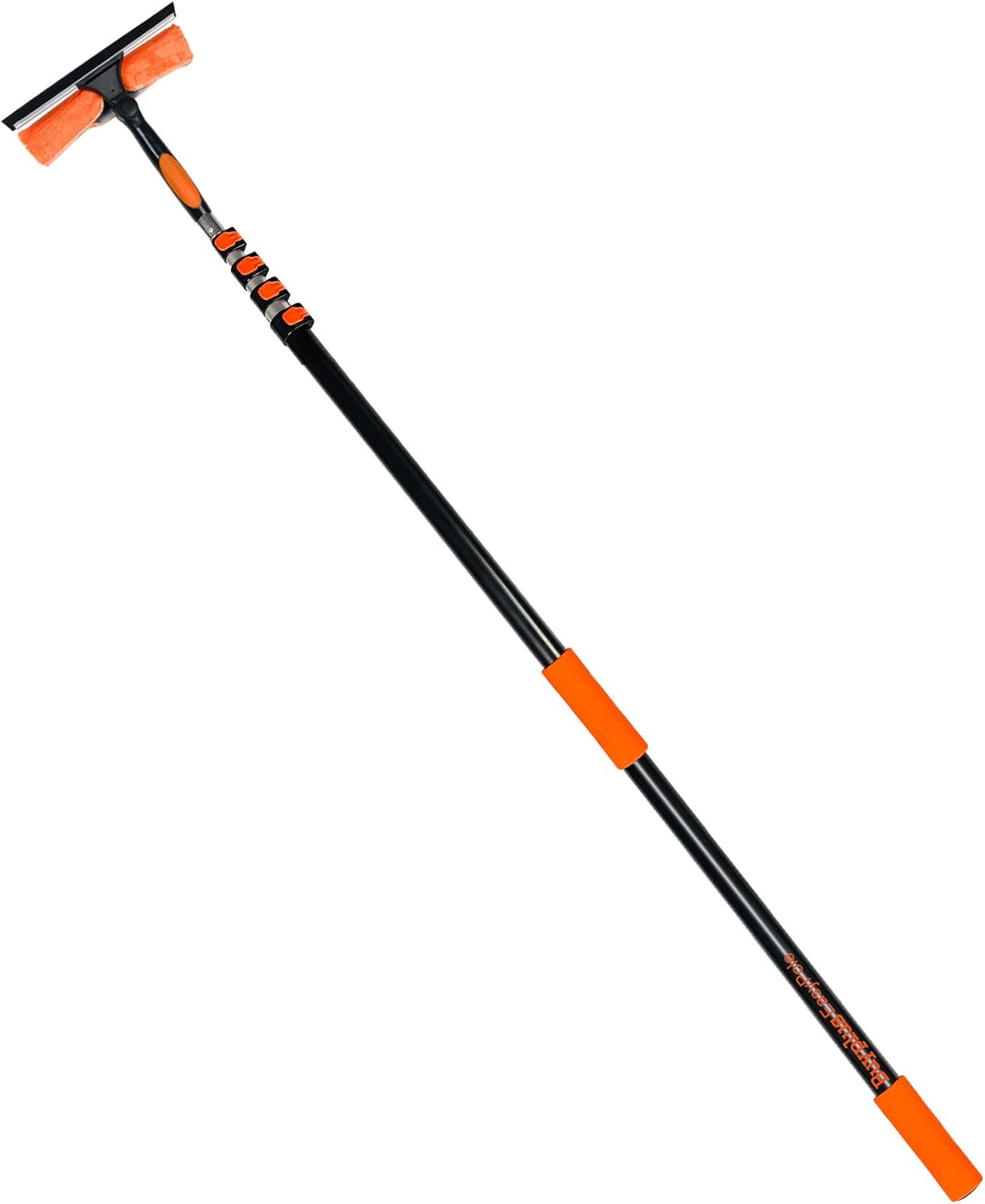 Buyplus 6-to-24 Foot Extension Pole and Window Squeegee Cleaning Telescopic Pole for Window Cleaning 2-in-1 Easy Window Squeegee Washer Multi-Purpose