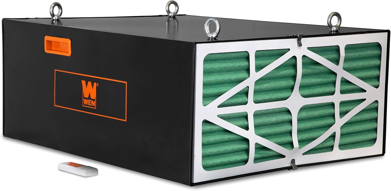 WEN 3417 3-Speed Remote-Controlled Industrial-Strength Air Filtration System (556/702/1044 CFM) & 90243-027-2 5-Micron Outer Air Filters