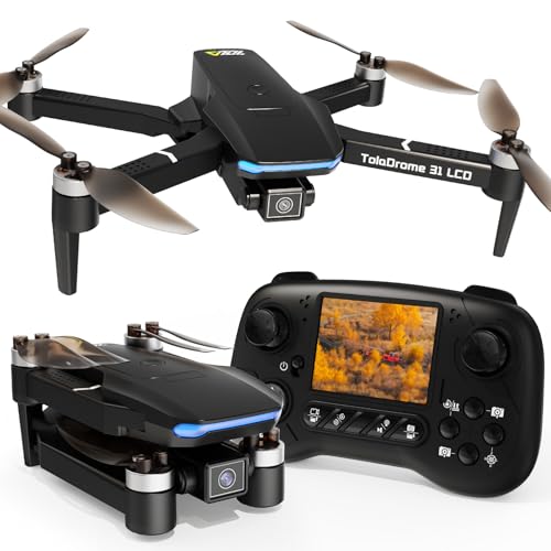 TD31LCD Drone with Camera for Adults, Drones with LCD Screen Remote Control, Real-time Transmission, Brushless Motor, Fine Tuning Function