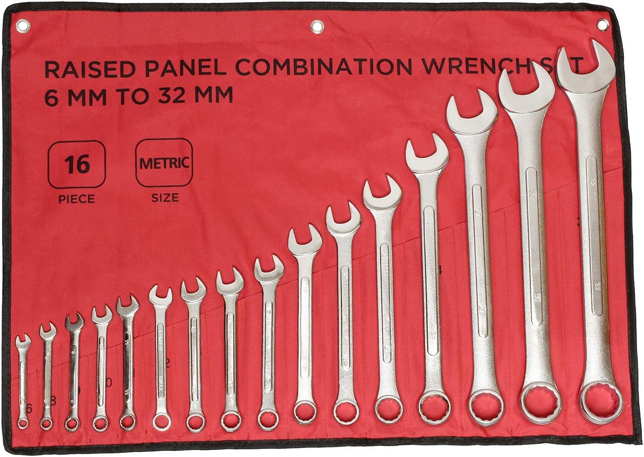 ABN Raised Panel Combination Wrench Set Metric Wrench Set Metric Wrenches Set 6mm-32mm 16pc Combination Wrenches Set Pack of 2