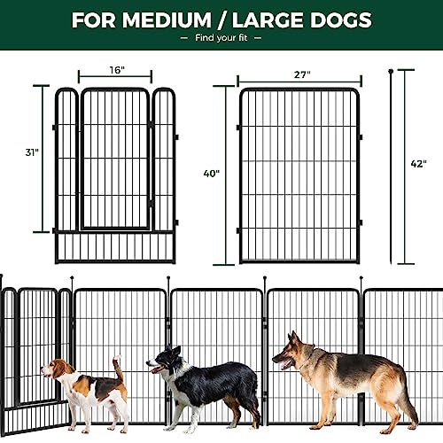 FXW Rollick Dog Playpen for Yard, RV Camping, 32 inch 16 Panels for Small and Medium Dogs│Patented