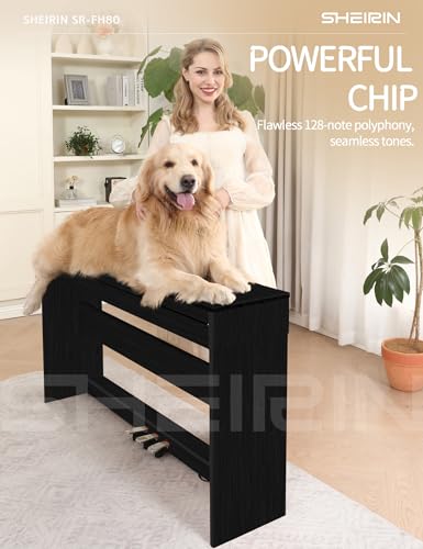 Digital Piano Hammer Action Keyboard 88 Keys Upright Acoustic Electric Weighted Piano Beginner MIDI Cover Full Size Sustain Pedal Stand Real