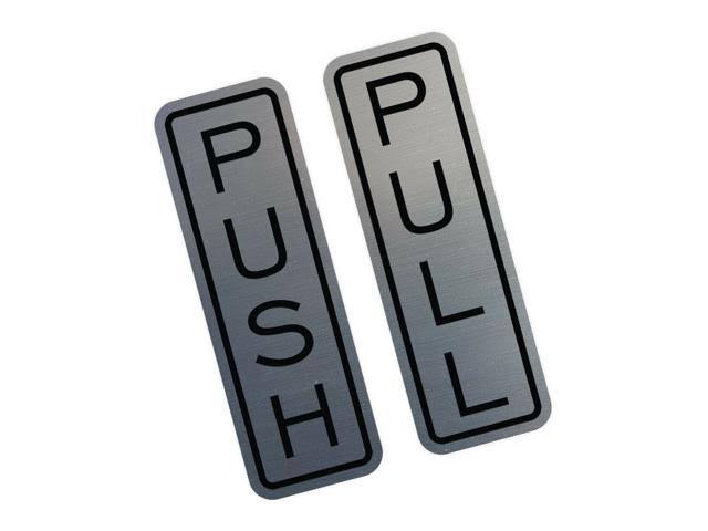 All Quality Classic Vertical Push Pull Door Sign (Brushed Silver) - Medium