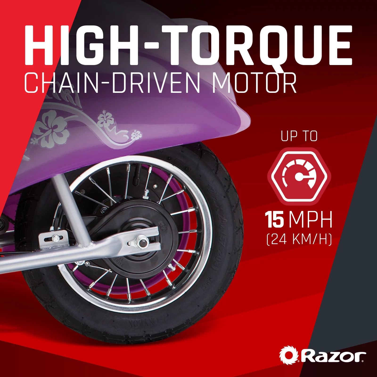 Razor Pocket Mod Miniature Euro-Style Electric Scooter - Kiki Purple, for Kids and Teens Ages 13+