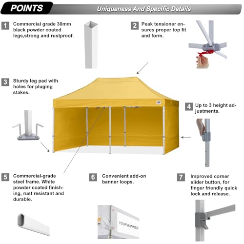 ABCCANOPY Easy Pop Up Canopy Tent with Sidewalls 10x10 Commercial -Series, White