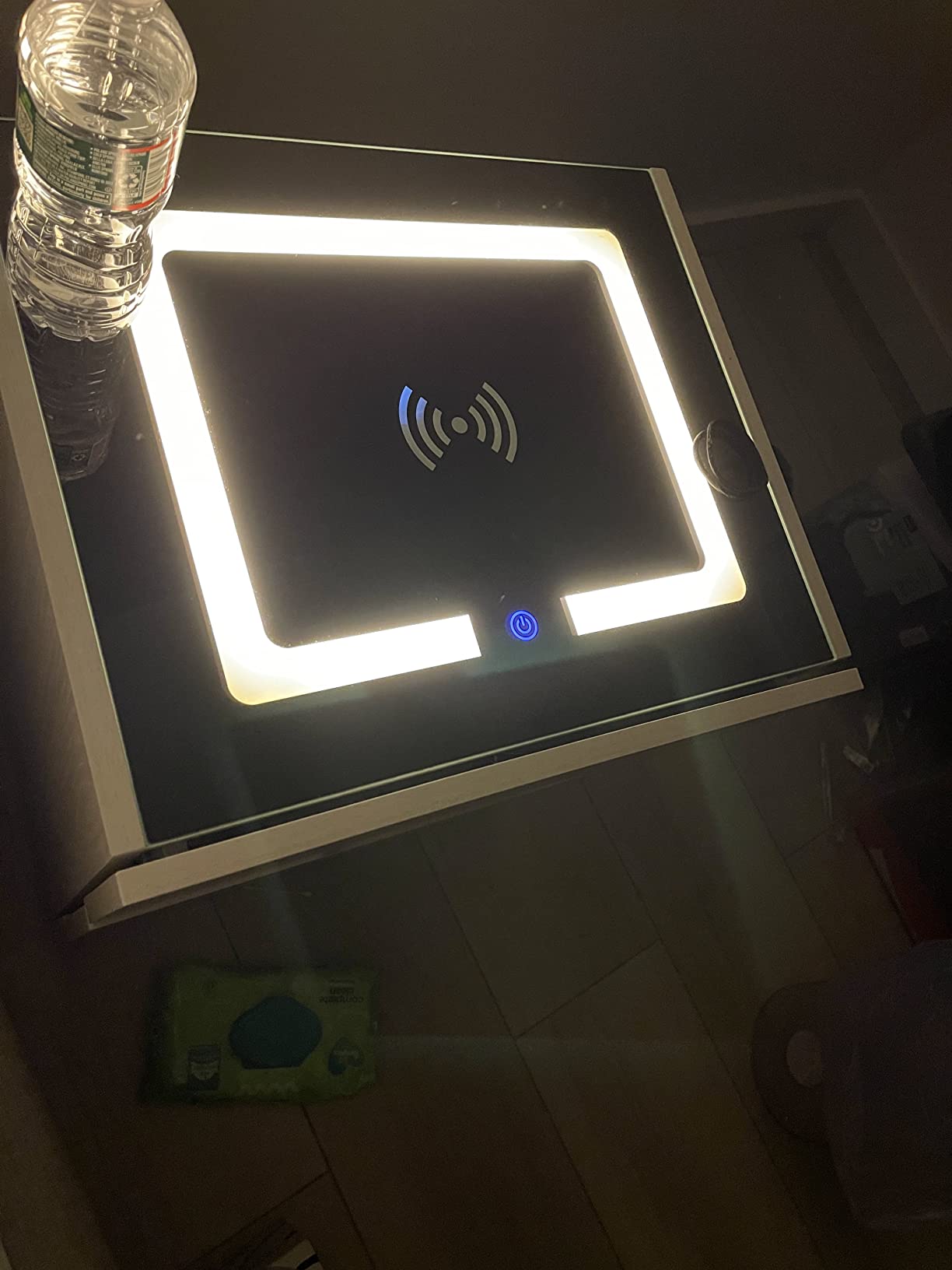 【Furniture】Nightstands Wireless Charging Station and LED Lights, Modern End Side Table with 3 Drawer