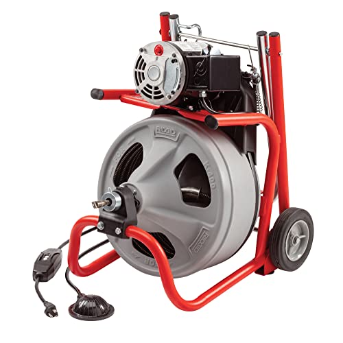 RIDGID 26998 Model K-400 Drain Cleaning 120-Volt Drum Machine Kit with C-45IW 1/2" x 75' Cable, White, Black, Red