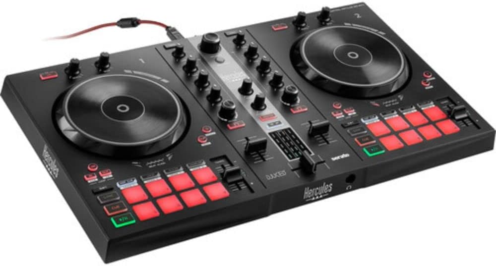 Hercules DJ Control Inpulse 300 2-Deck USB DJ Controller for Serato DJ Lite and DJUCED Bundle with 6' Comprehensive Standard Series 3.5mm Stereo Mini