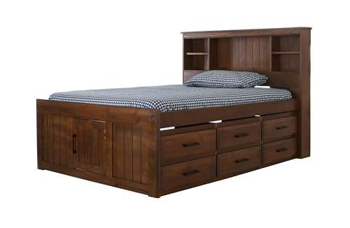 Discovery World Furniture White Full Bookcase Bed with 6 Drawers