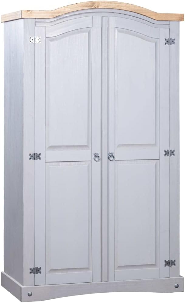 Cabinets & Storage-Wardrobe Mexican Pine Corona Range 2 Doors Grey-Furniture