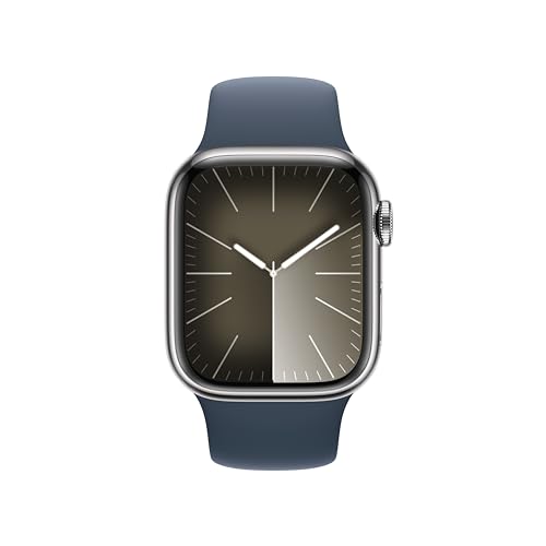 Apple Watch Series 9 [GPS + Cellular 45mm] Smartwatch with Starlight Aluminum Case with Starlight Sport Band M/L. Fitness Tracker, ECG Apps