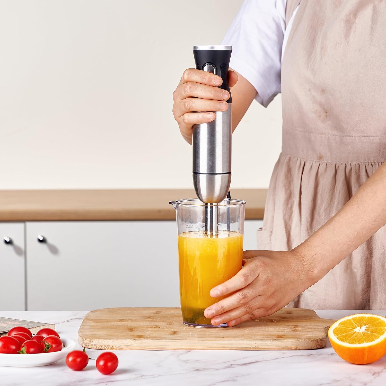 BergHOFF X5 Pro Stainless Steel Handheld Food Processor With 5 Multifunctional Blades, 1000W, 18000 RPM, 13ft Expandable, Low Noise, 16-Speed Control